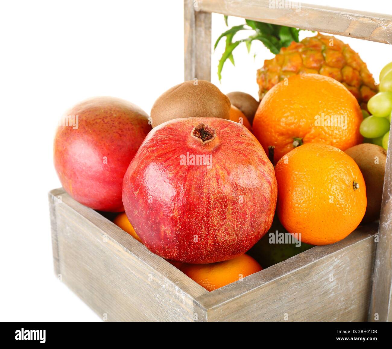 Assortment of fruits in box isolated on white Stock Photo - Alamy
