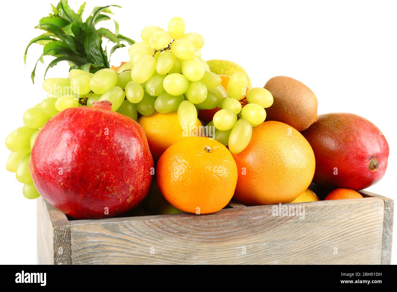 Assortment of fruits in box isolated on white Stock Photo - Alamy