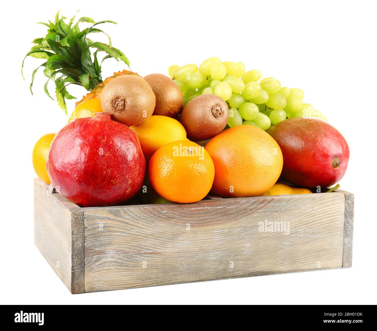 Assortment of fruits in box isolated on white Stock Photo - Alamy