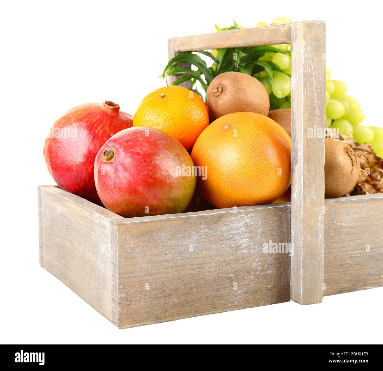 Assortment of fruits in box isolated on white Stock Photo - Alamy