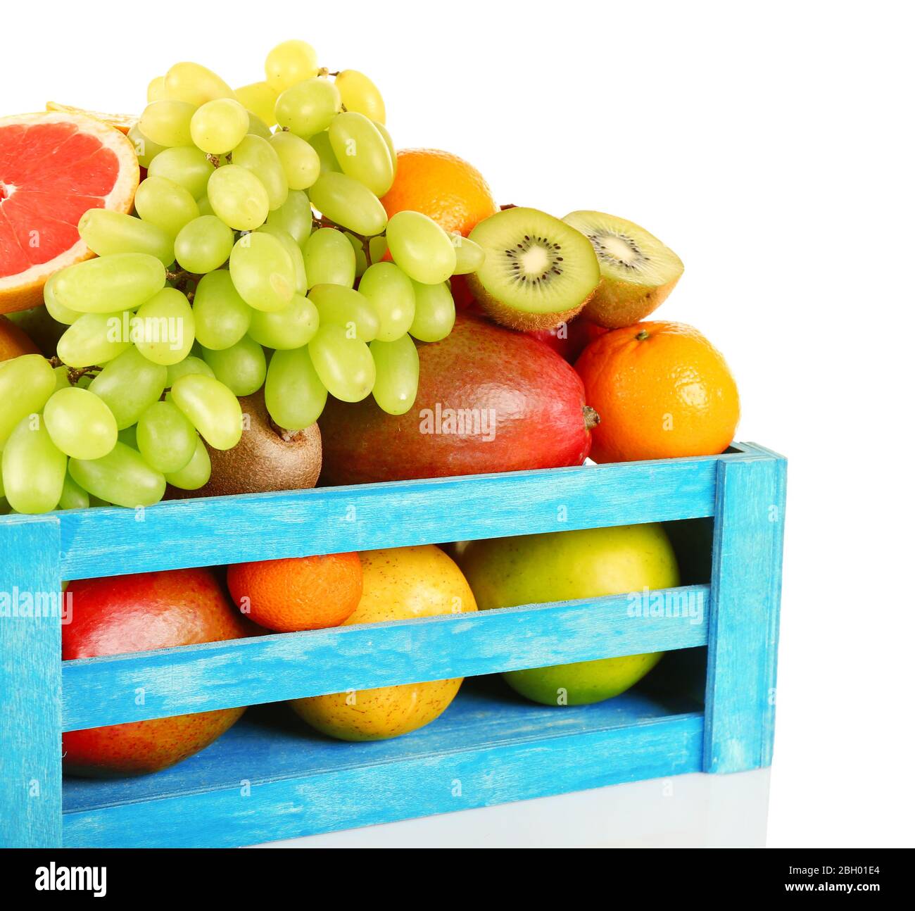 Assortment of fruits in box isolated on white Stock Photo - Alamy