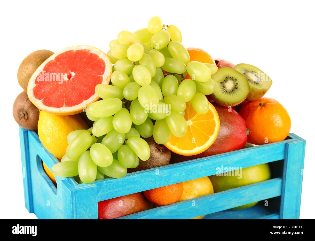 Assortment of fruits in box isolated on white Stock Photo - Alamy