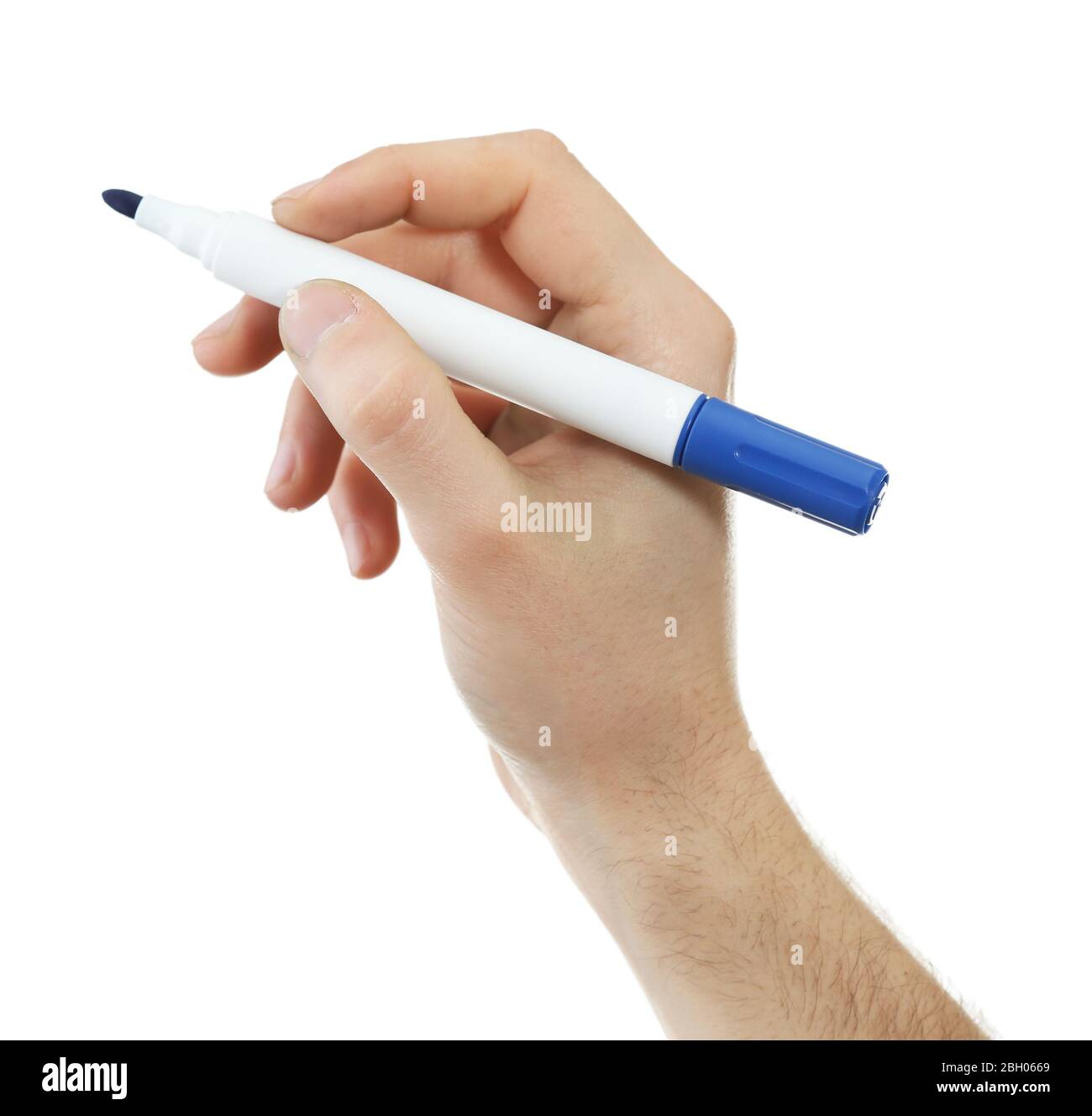 Male hand with marker isolated on white Stock Photo - Alamy