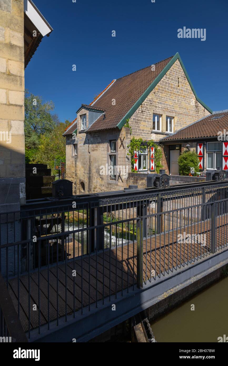 Watermill Lock View on the river Jeker (english Jeker), the lock and the former Lombok ...