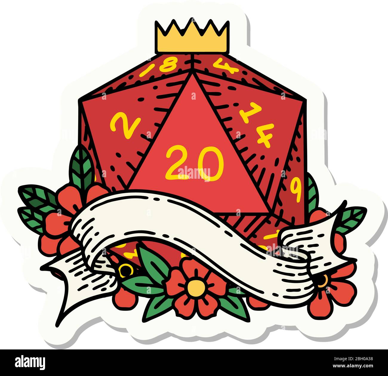 Twenty D sticker of a natural twenty D20 dice roll Stock Vector Image & Art - Alamy
