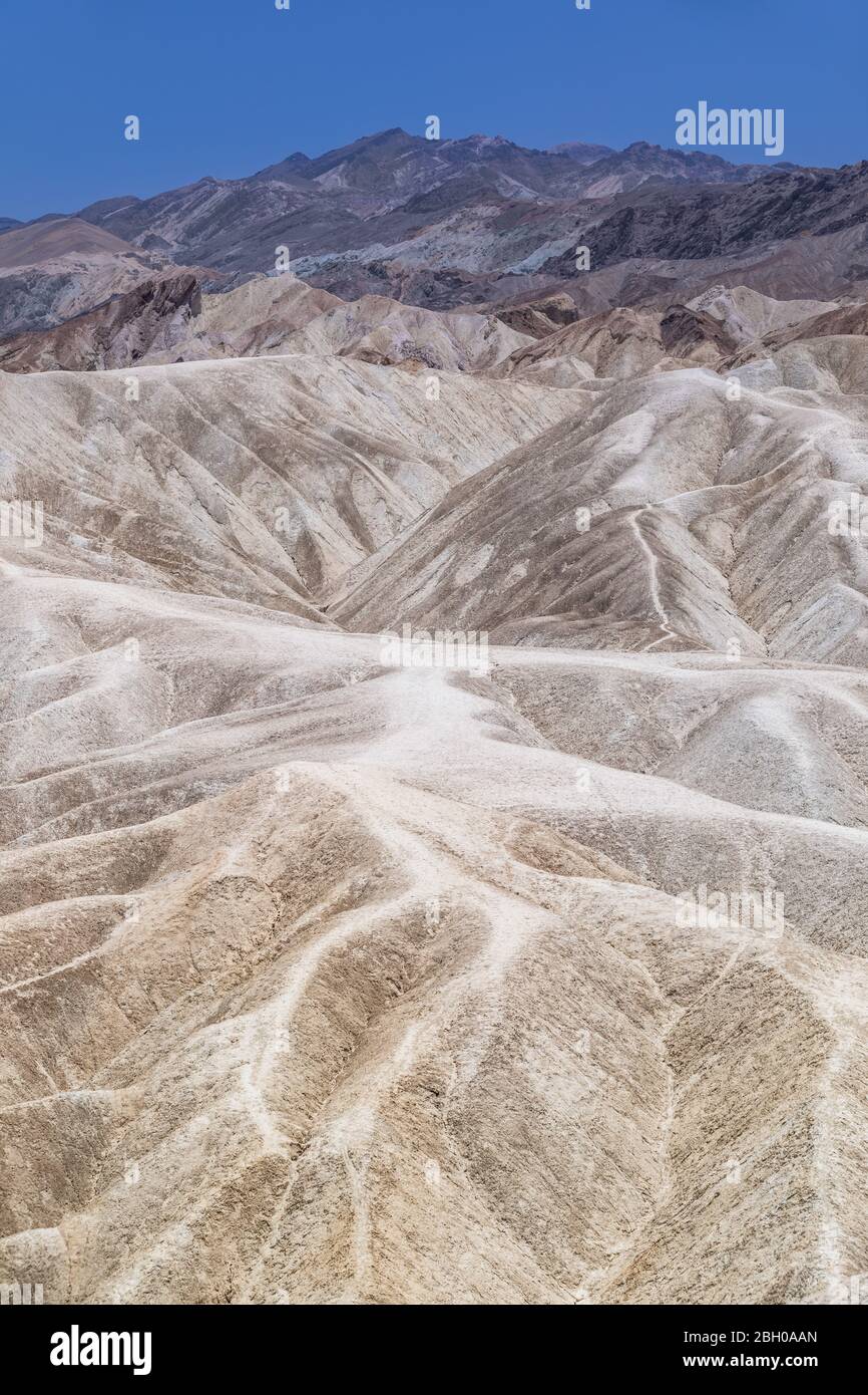 A lunar landscape of the Death Valley as seen from Zabriskie Point viewpoint Stock Photo