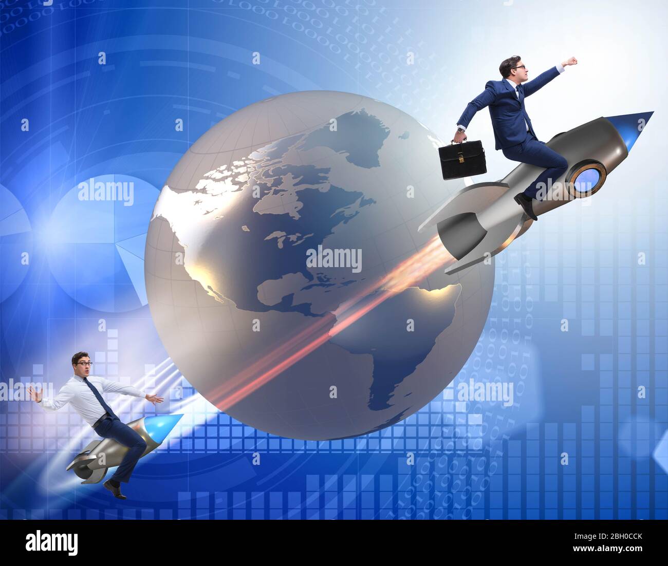 The global competition concept with chasing businessmen Stock Photo - Alamy