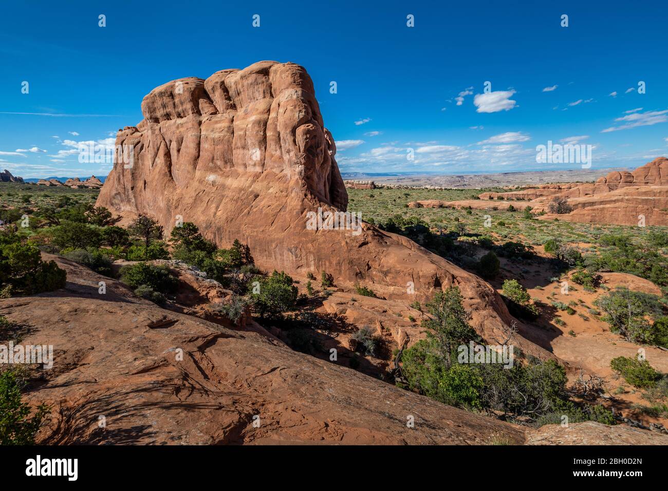 A weird red sandstone formation in the Devil's Garden trail at Arches National Park, Utah Stock Photo