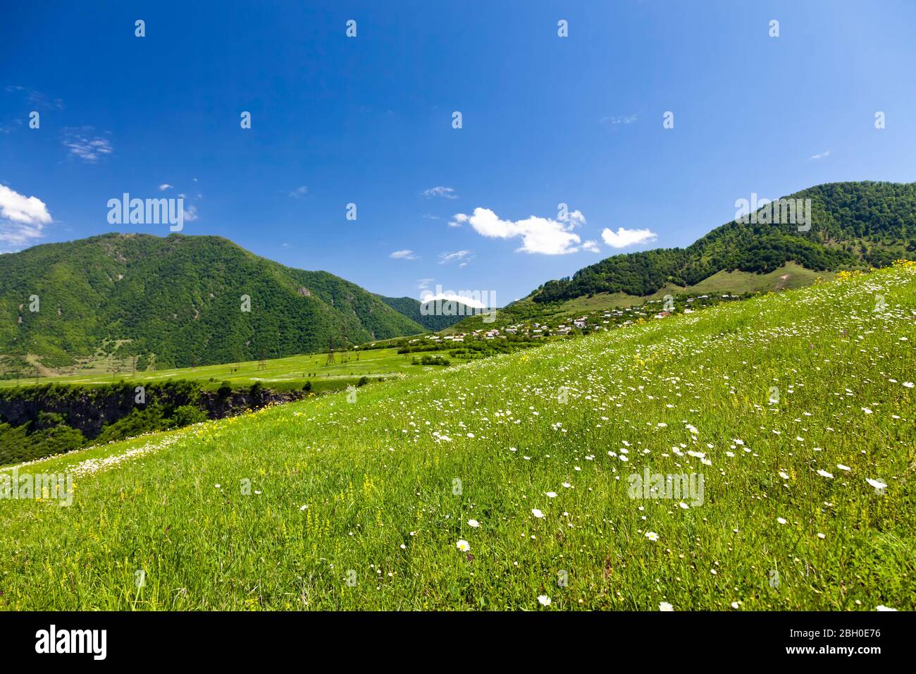New green plateau of Debed canyon, near Sanahin Monastery, Sanahin, Lori Province, Armenia, Caucasus, Asia Stock Photo