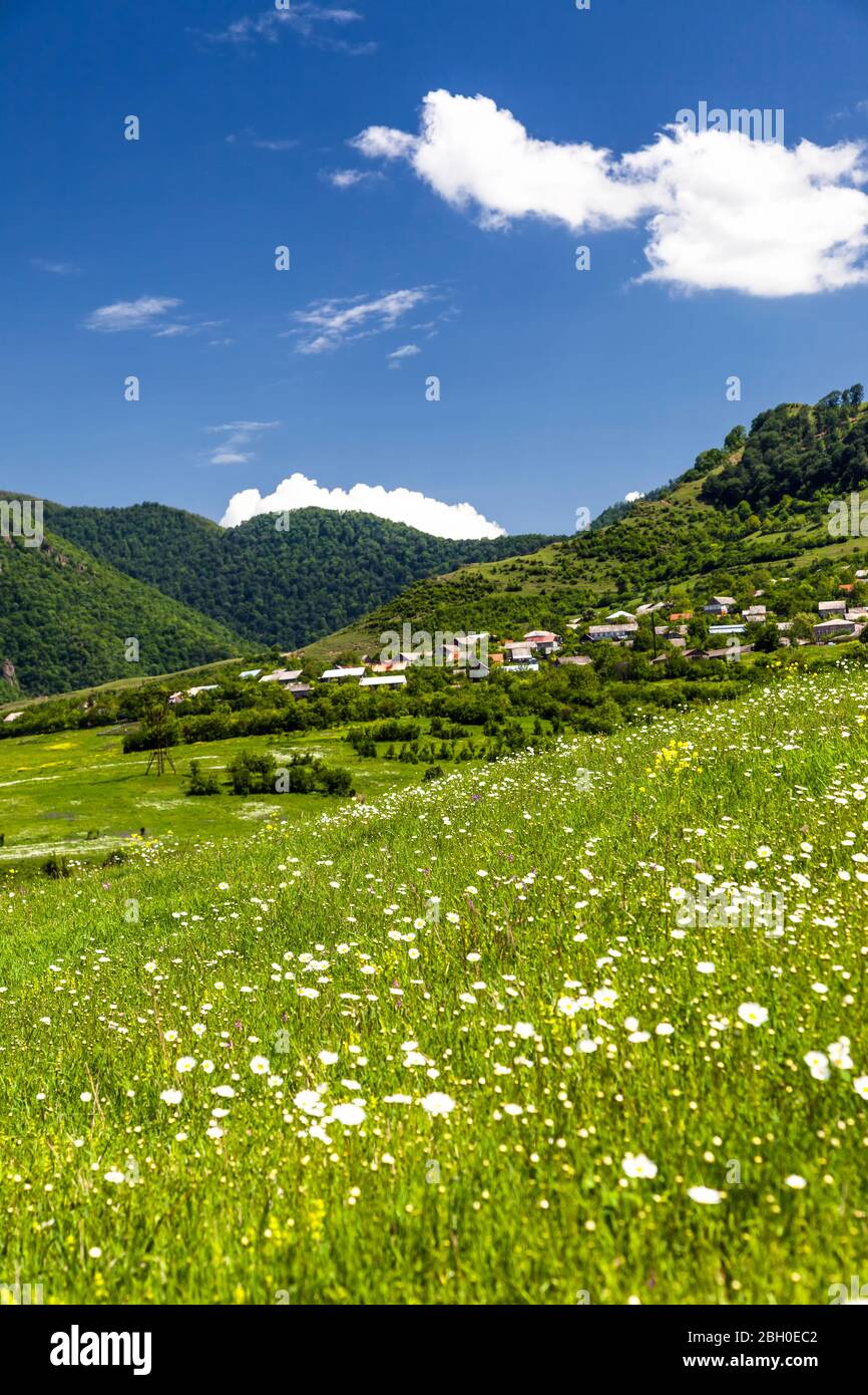 New green plateau of Debed canyon, near Sanahin Monastery, Sanahin, Lori Province, Armenia, Caucasus, Asia Stock Photo