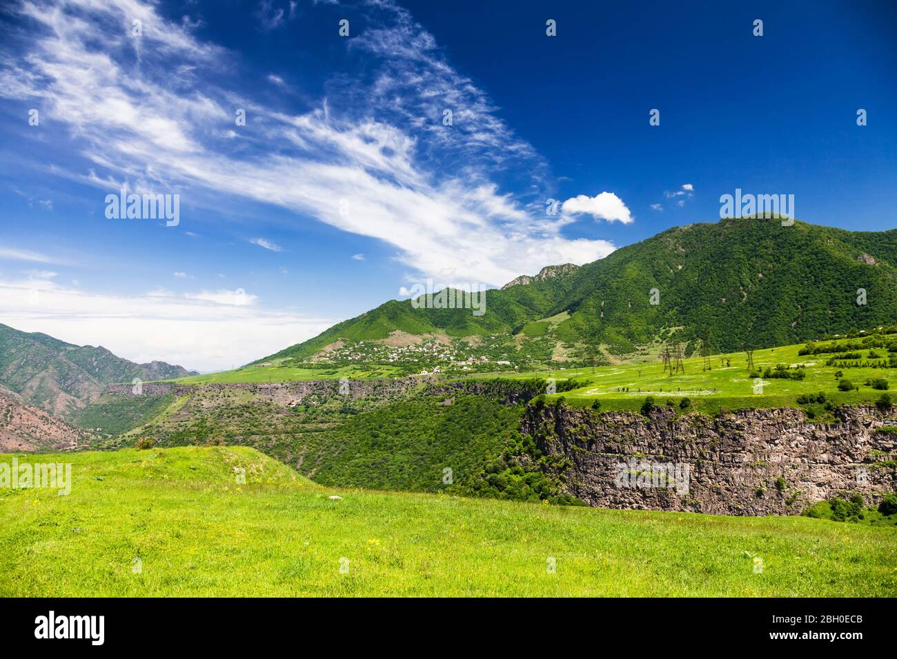 New green plateau of Debed canyon, near Sanahin Monastery, Sanahin, Lori Province, Armenia, Caucasus, Asia Stock Photo
