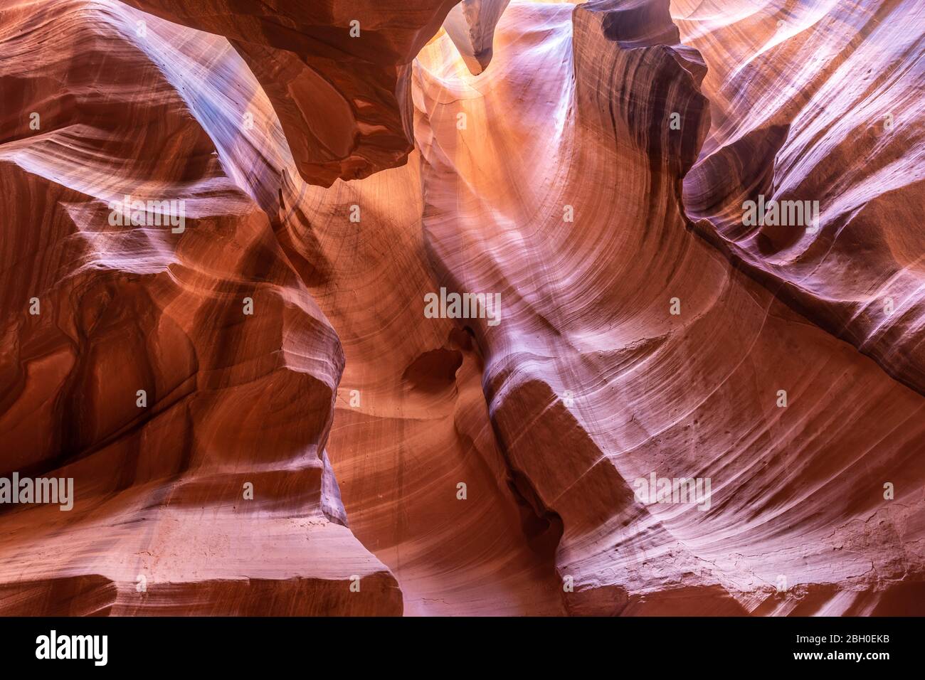 Close up of the carved rock walls of the Upper Antelope Canyon Stock Photo