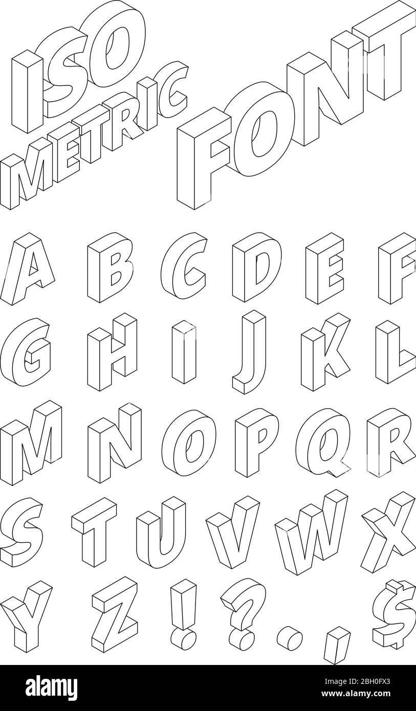 Letras De Abecedario En 3d Isometric english letters in linear style. Vector alphabet. Abc linear 3d  typeface, vector illustration Stock Vector Image & Art - Alamy