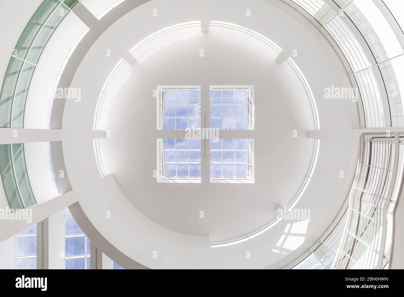 Geometrical close up of the skylight window in the Central Rotunda in the Getty Center museum Stock Photo