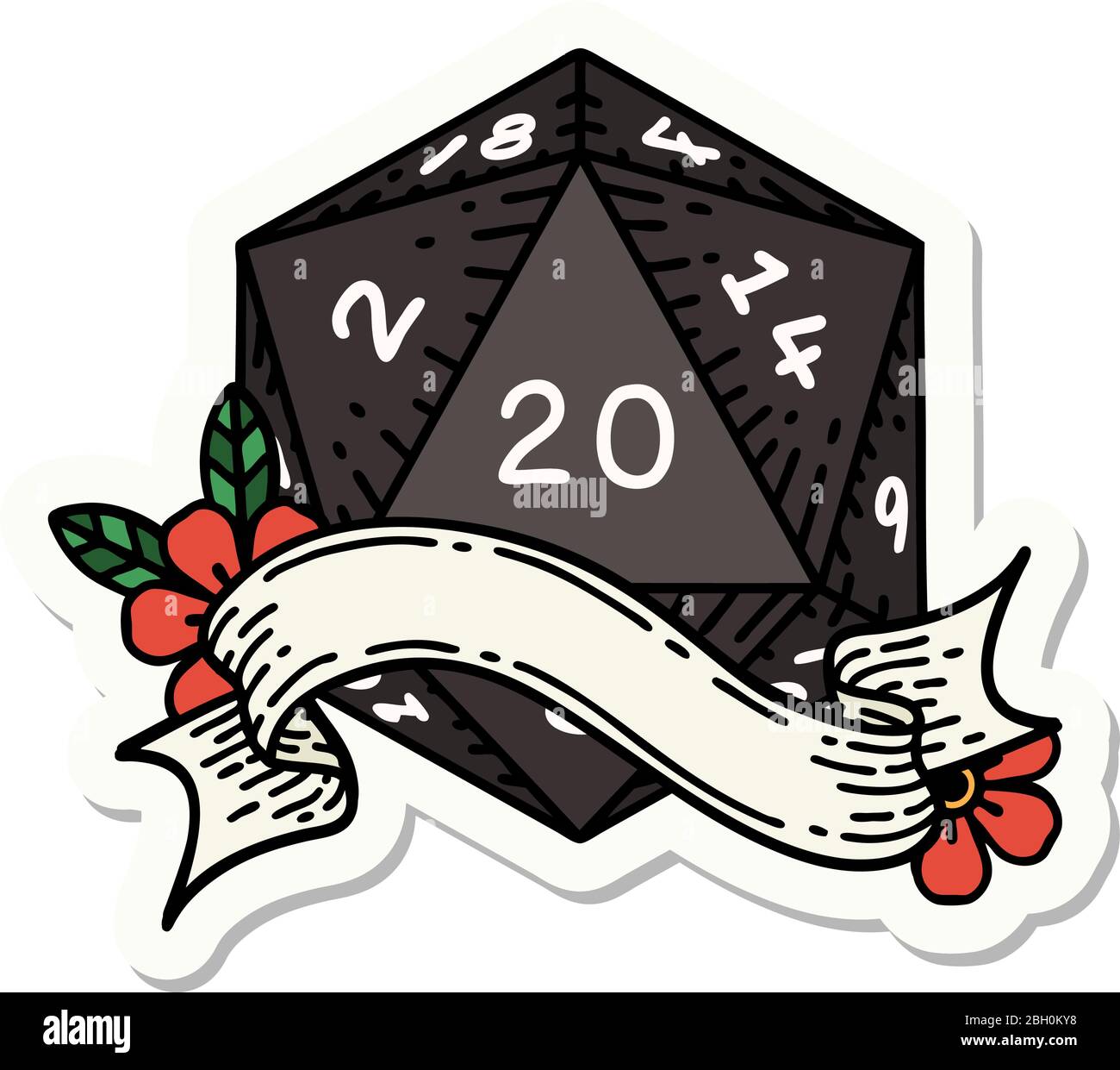 Twenty D sticker of a natural twenty D20 dice roll Stock Vector Image & Art - Alamy