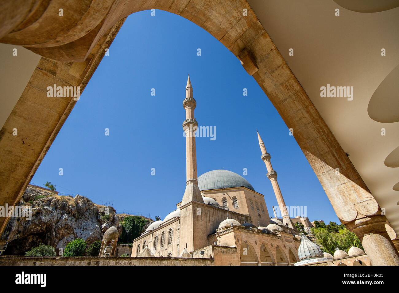 Historical Mevlidi Halil Mosque dedicated to Prophet Abraham, in Sanliurfa, Turkey Stock Photo