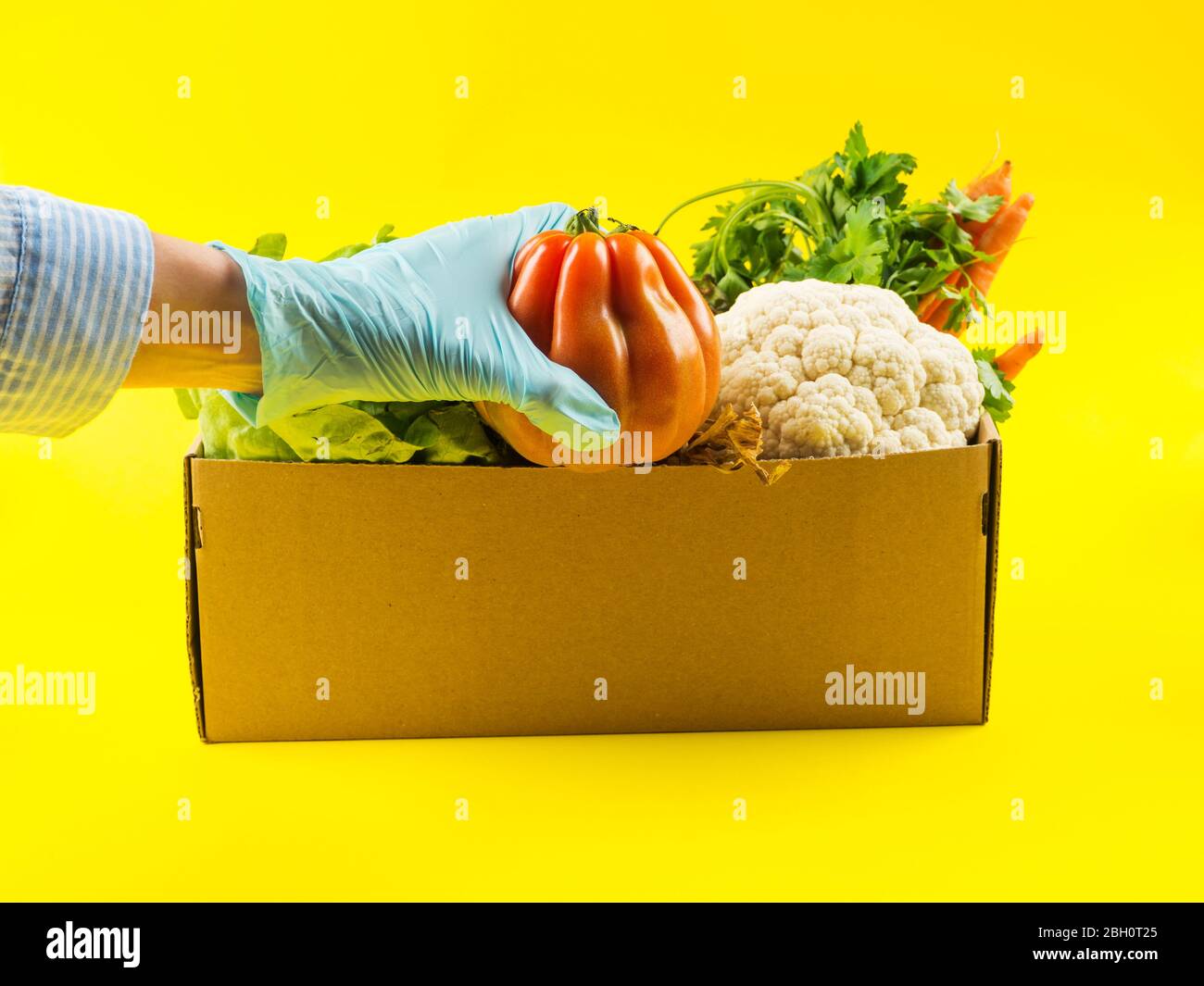 Food, produce delivery or donation box concept Stock Photo Alamy