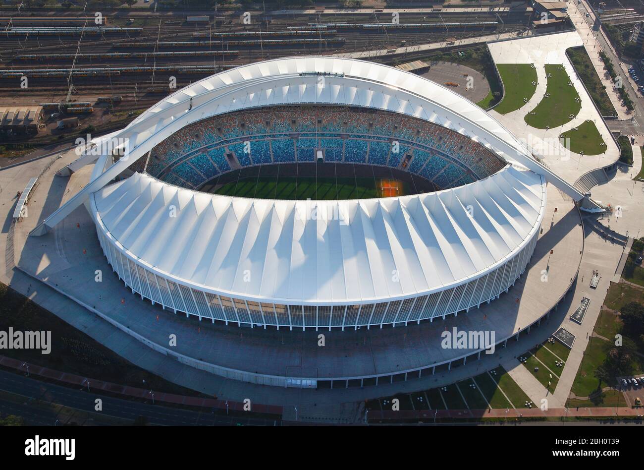 Aerial view of Moses Mabhida Stadium Stock Photo