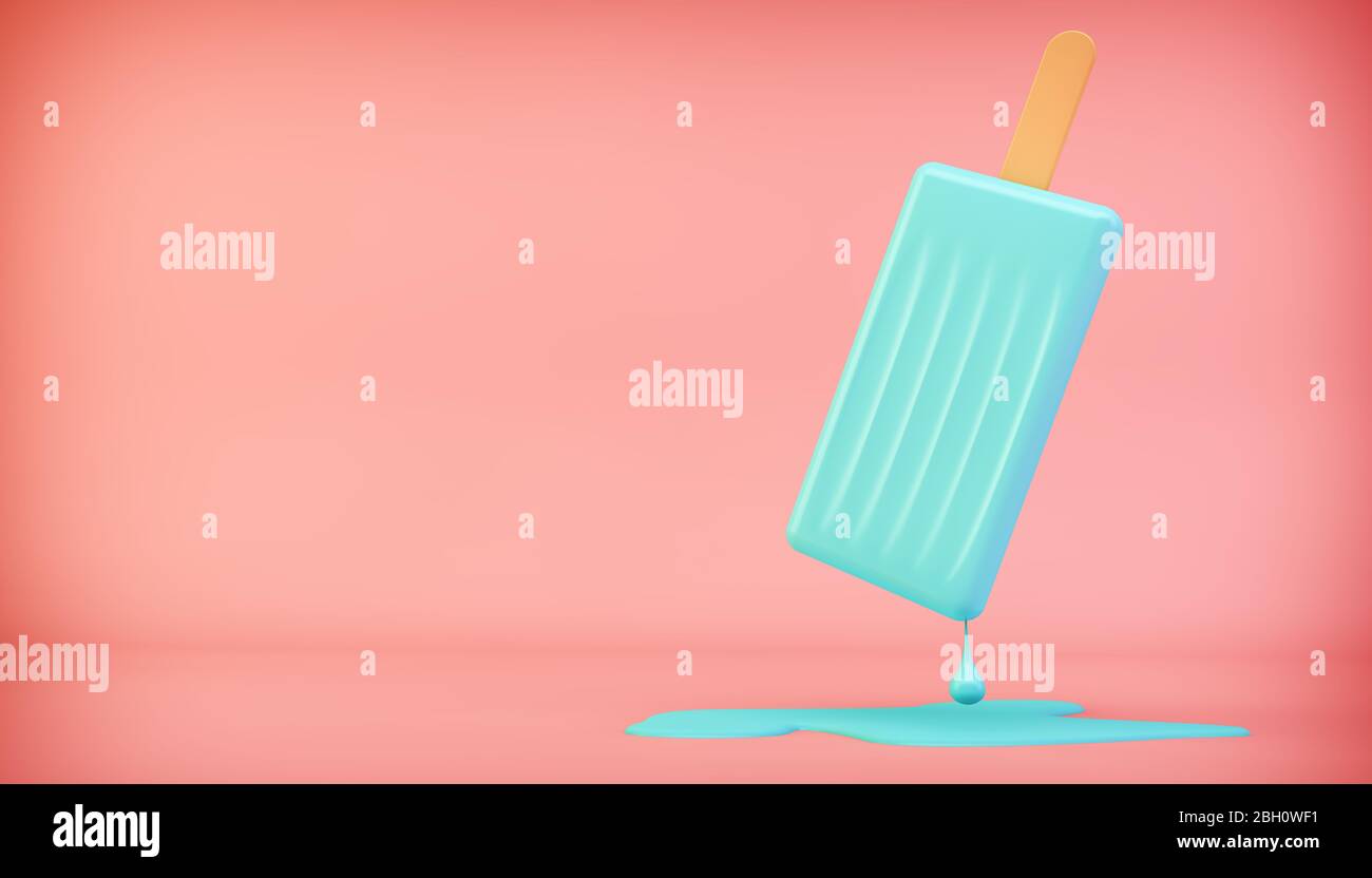 Melting blue ice cream 3d rendering Stock Photo - Alamy