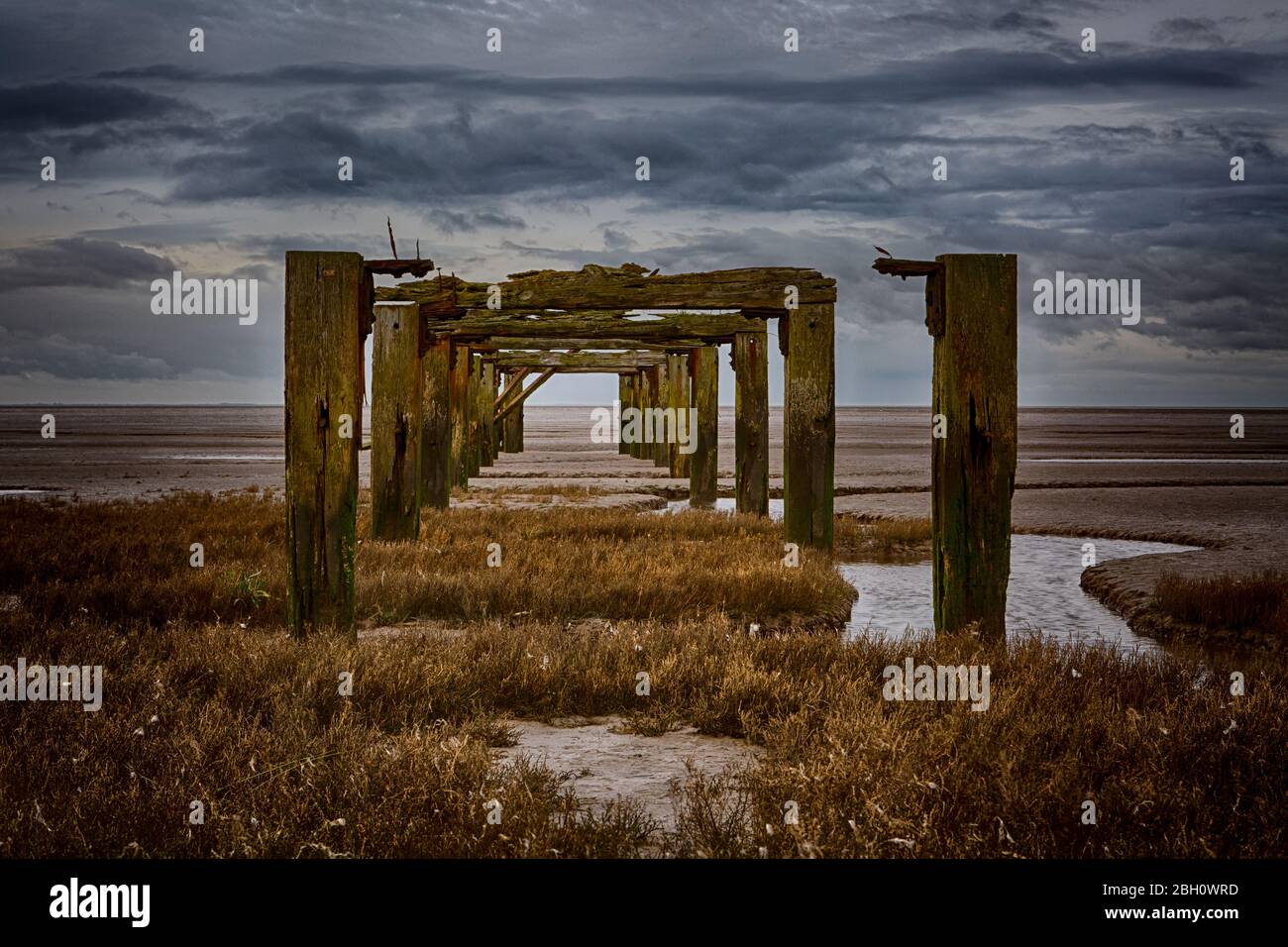 Derelict sea structure remains Stock Photo Alamy