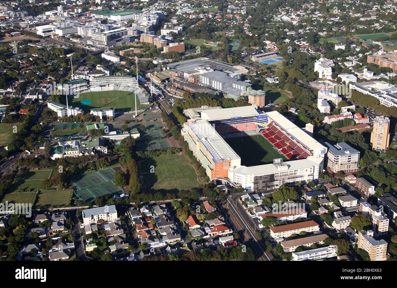 Aerial photo of Newlands Rugby and Cricket Grounds Stock Photo