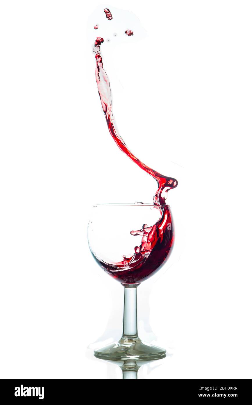 glass splash red wine with white background celebration Stock Photo