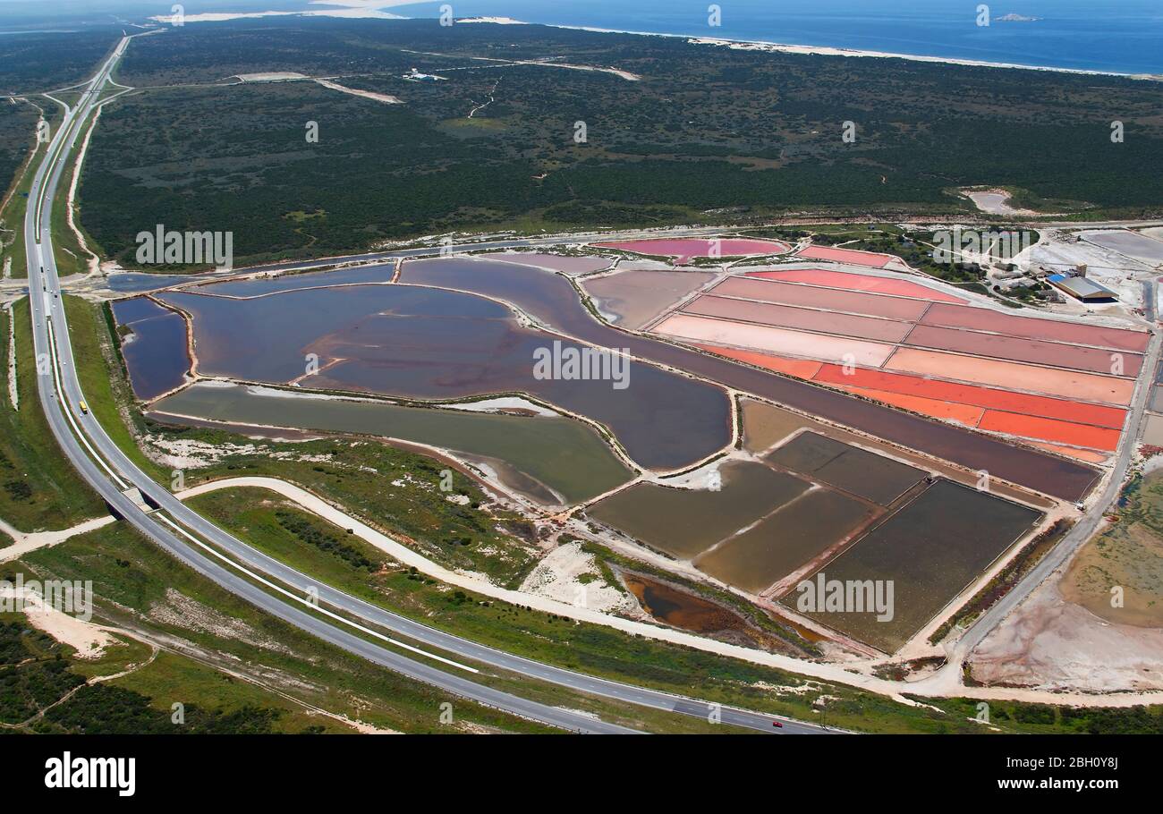 Aerial photo of Cerebros salt pans Stock Photo