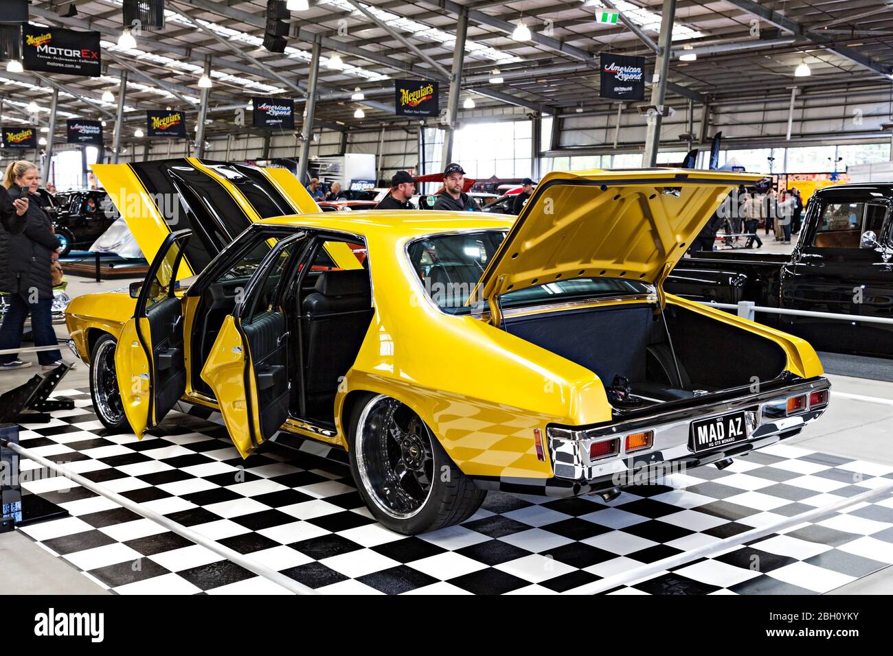 Automobiles /  Australian made 1973 HQ GTS Holden Monaro Sedan displayed at a motor show in Melbourne Victoria Australia. Stock Photo