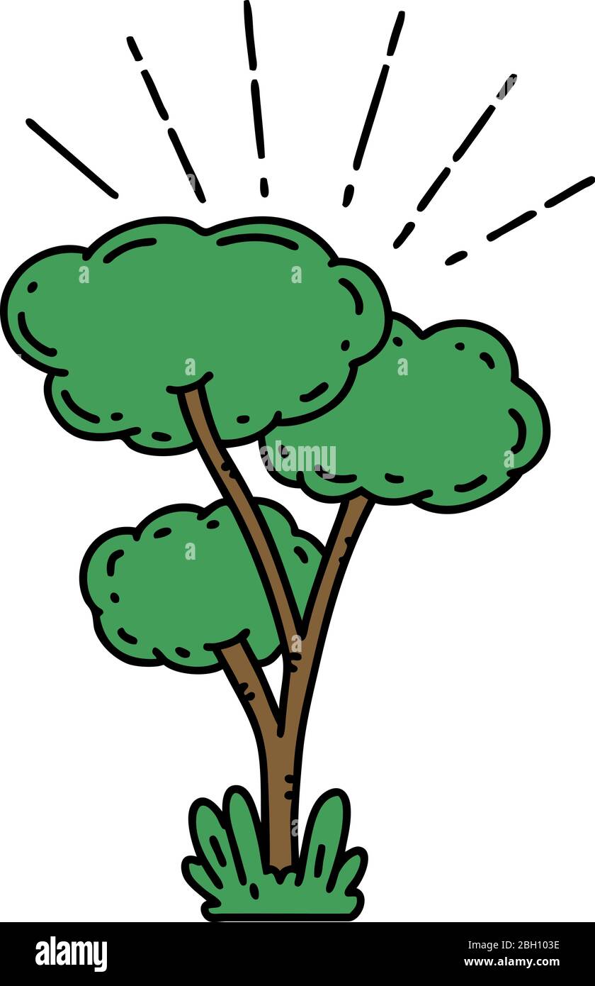 illustration of a traditional tattoo style tree Stock Vector Image ...