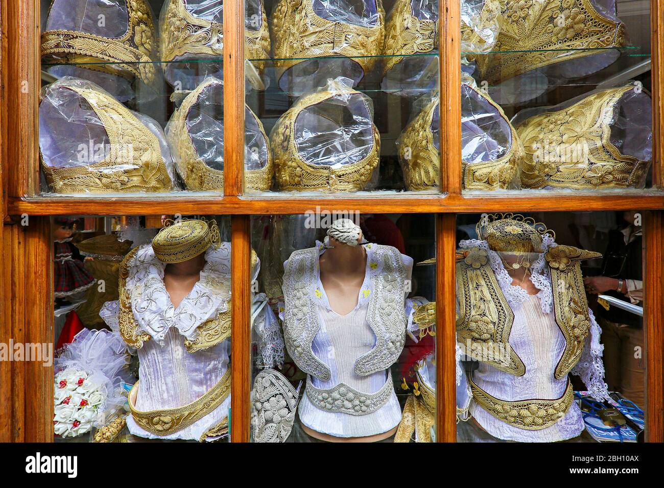 Shop selling traditional clothes in the old town of Gjakova, Kosovo Stock Photo