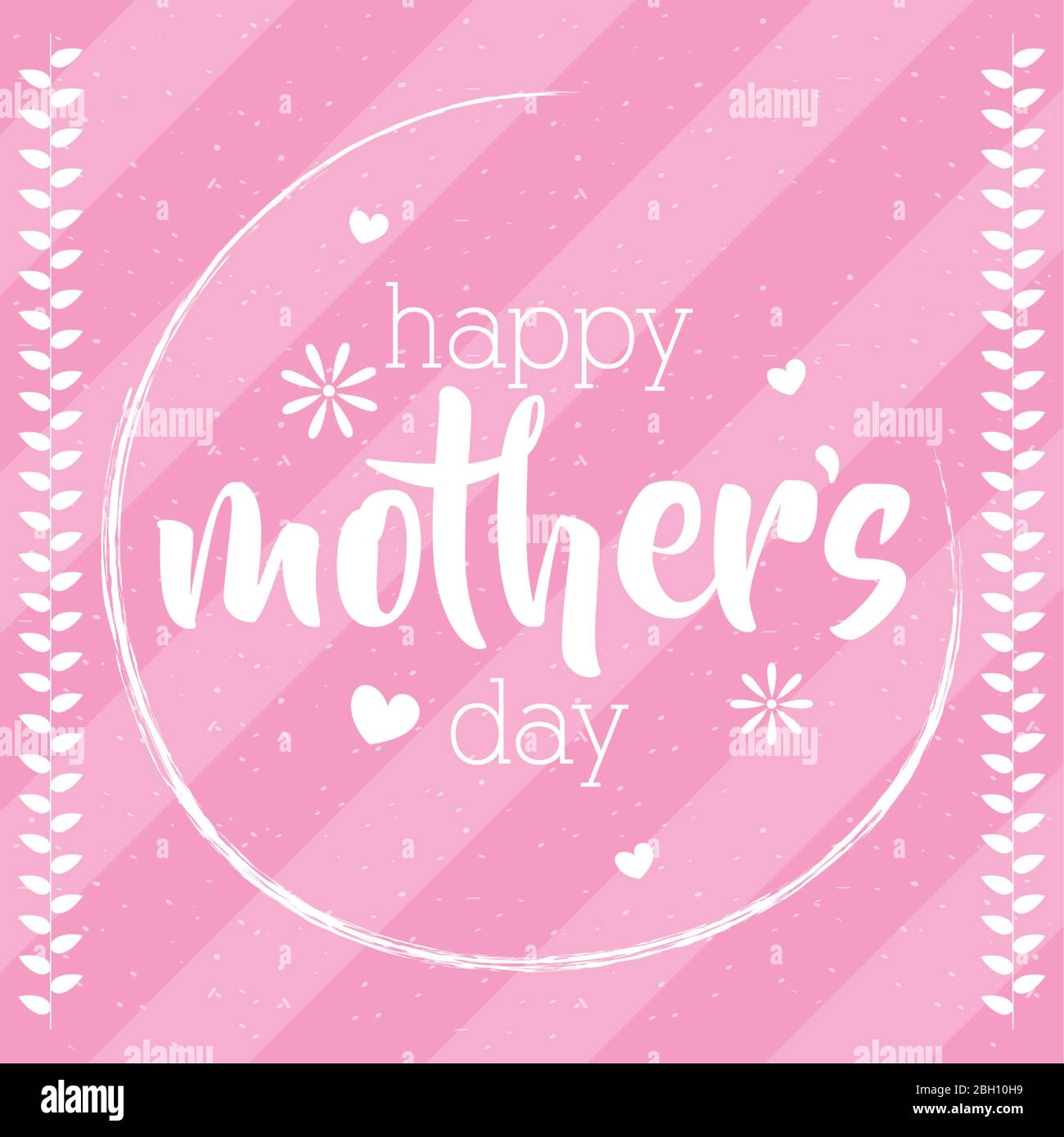 happy mothers day card with flowers circular frame Stock Vector Image ...