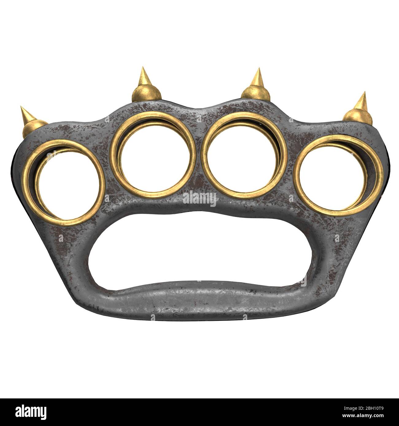 iron brass knuckles with spikes on an isolated white background. 3d  illustration Stock Photo - Alamy