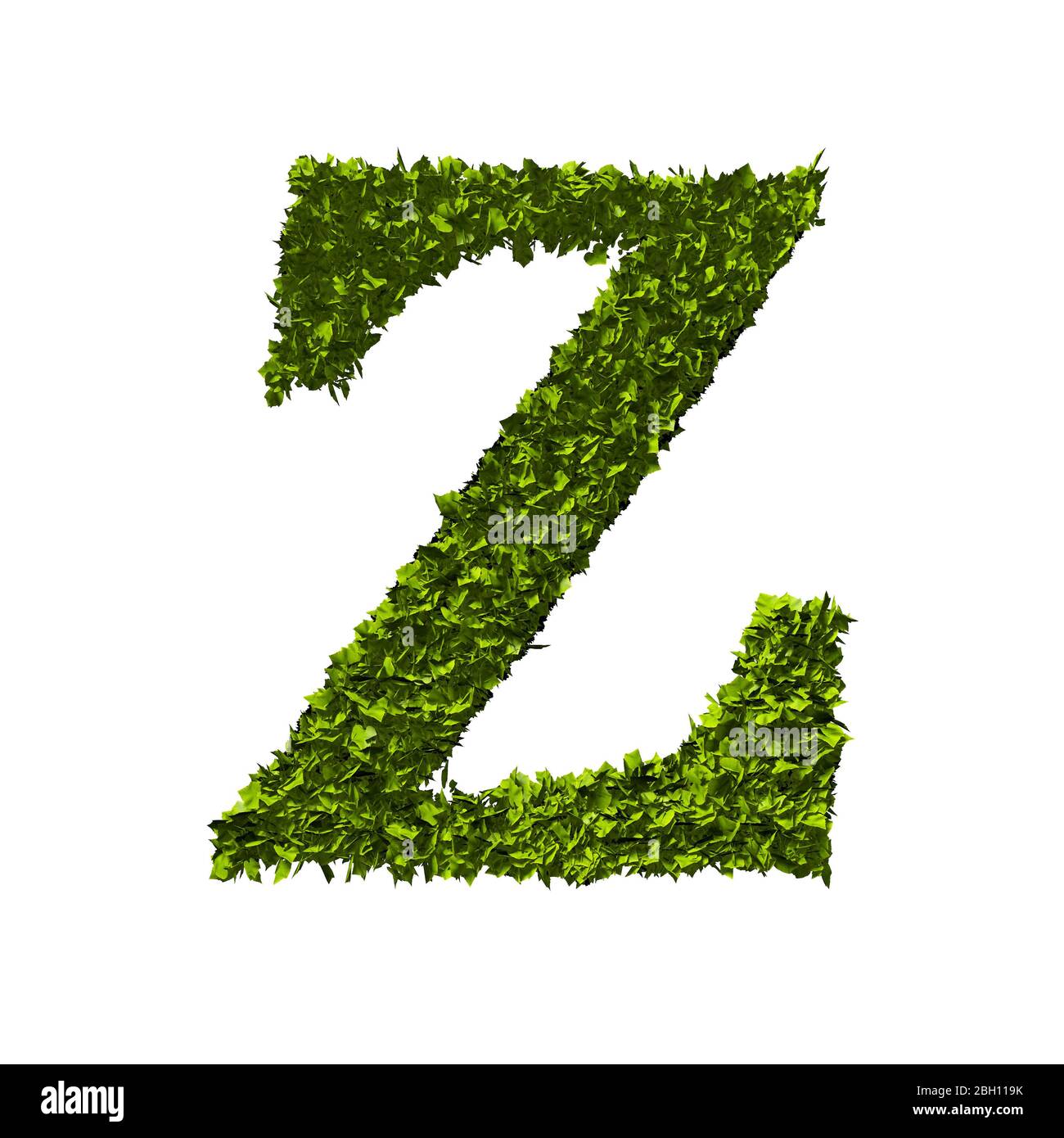 Letter Z nature leaf alphabet. 3D Rendering Stock Photo