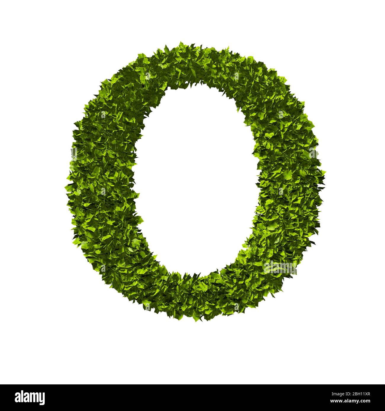 Letter O nature leaf alphabet. 3D Rendering Stock Photo