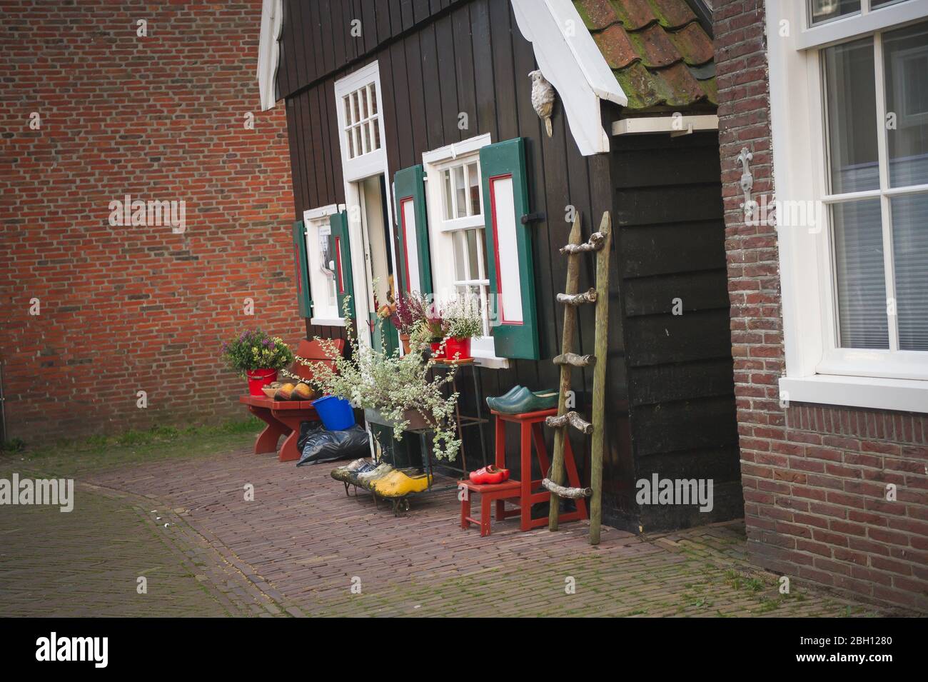 Traditional Dutch house in Marken island Stock Photo