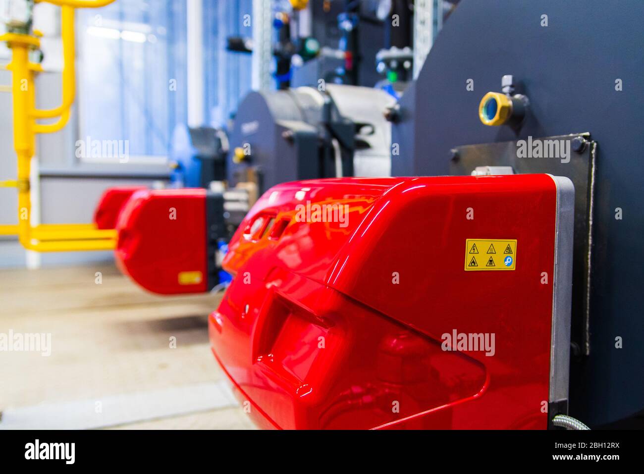 Modern boiler room equipment high power boiler burner. Boiler room