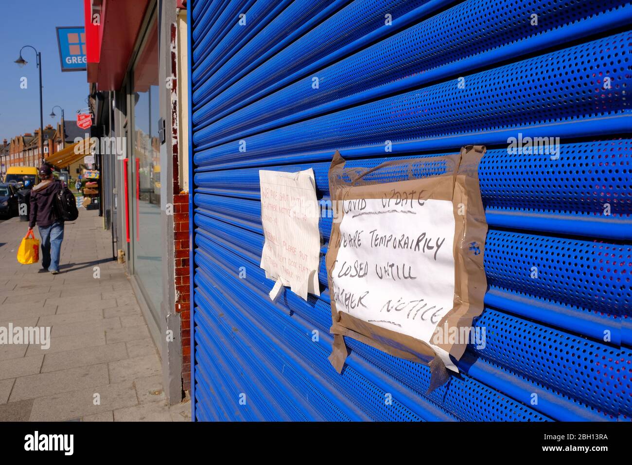 Businesses closed due to the Coronavrus displaying signs in local high street in South London England Stock Photo