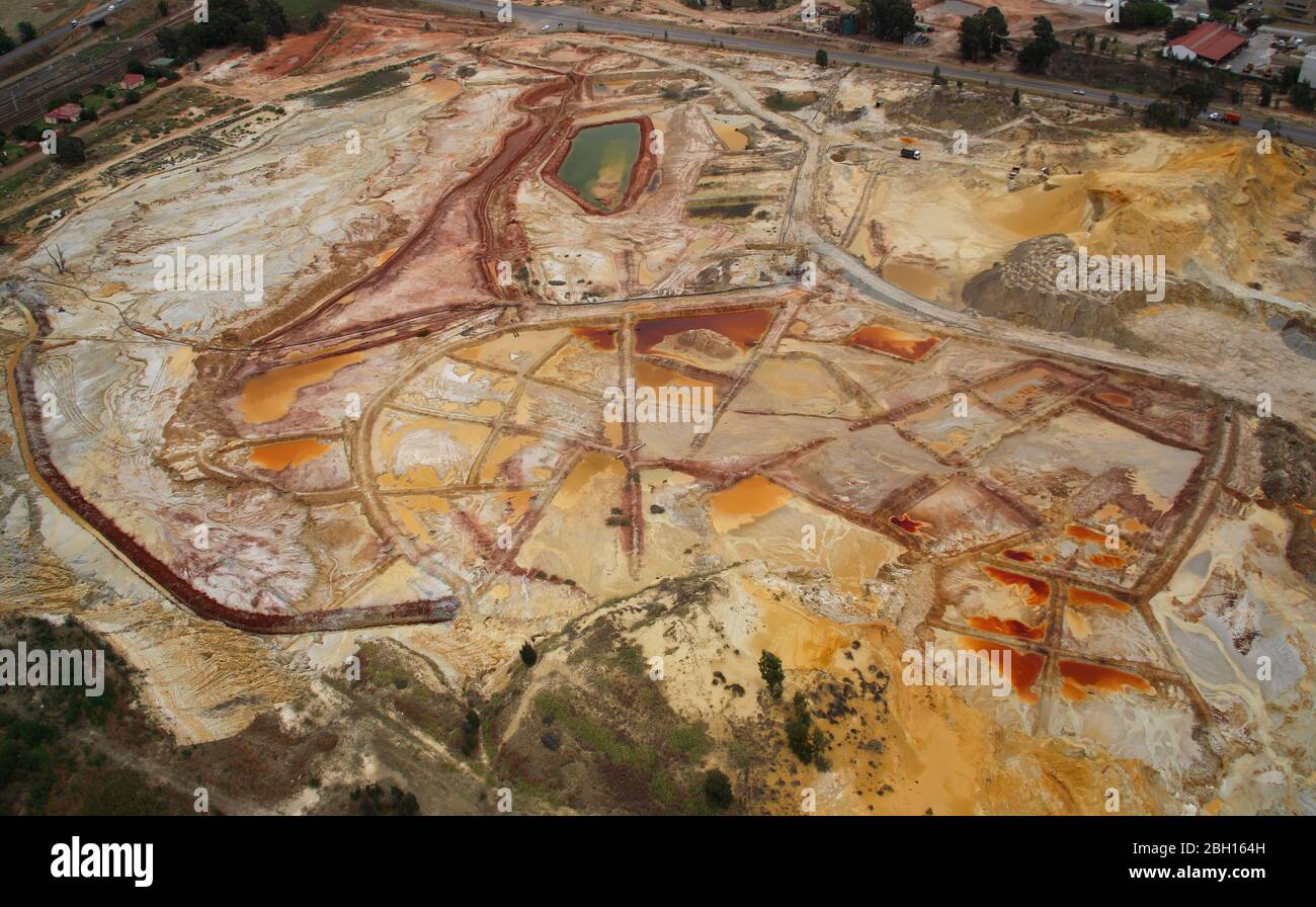 Aerial photo of open cast mine Stock Photo