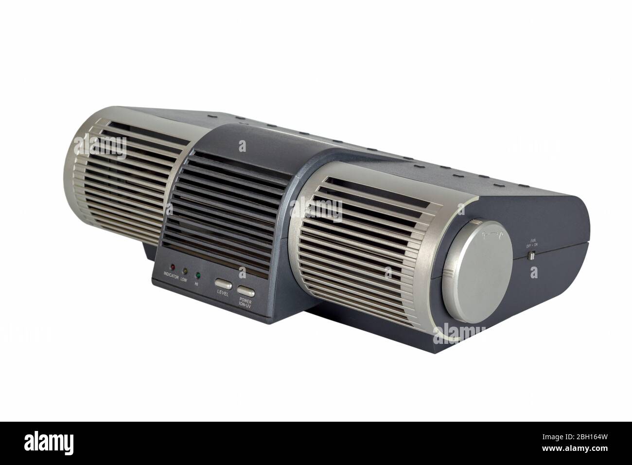 Electronic air purifier appliance with ionizer and fan. Isolated on