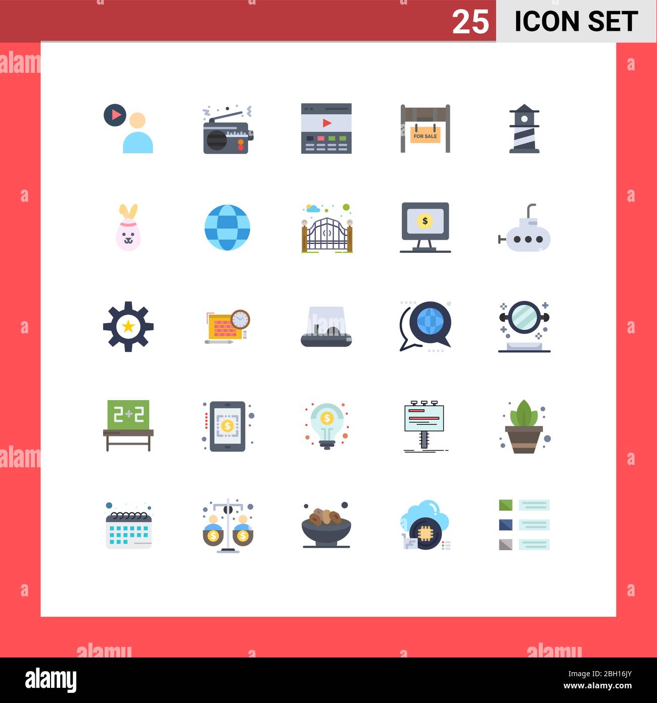 Set of 25 Modern UI Icons Symbols Signs for for sale, real, connection ...