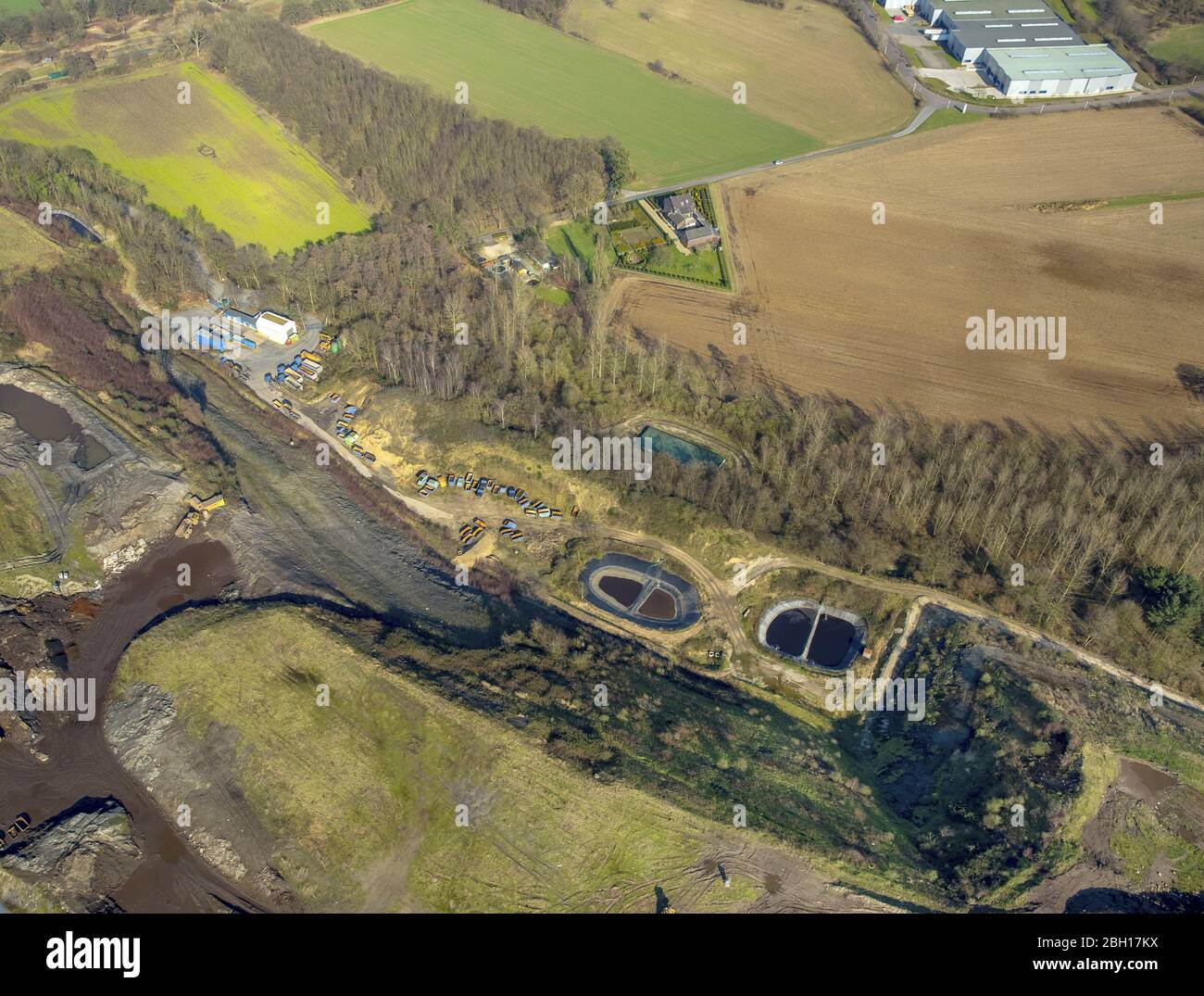 heaped landfill Eyller Berg in Kamp-Lintfort, 27.02.2016, aerial view, Germany, North Rhine-Westphalia, Ruhr Area, Kamp-Lintfort Stock Photo