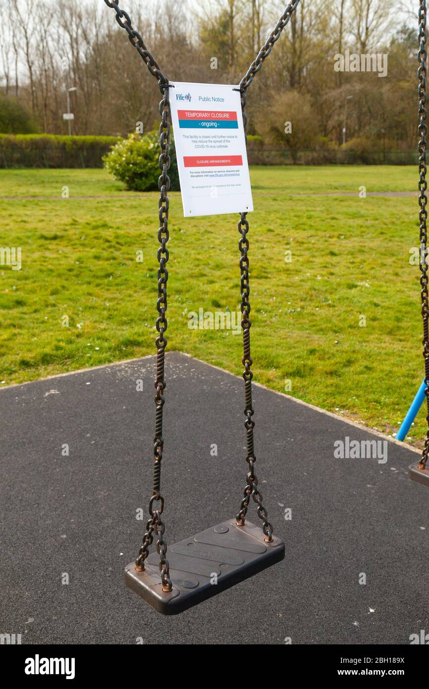 Lochore Playpark closed due to Coronavirus Covid-19, Fife , Scotland Stock Photo