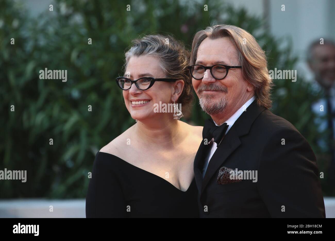 Venice Italy September 01 Gary Oldman And Gisele Schmidt Walks The Red Carpet Ahead Of The The Laundromat Stock Photo Alamy