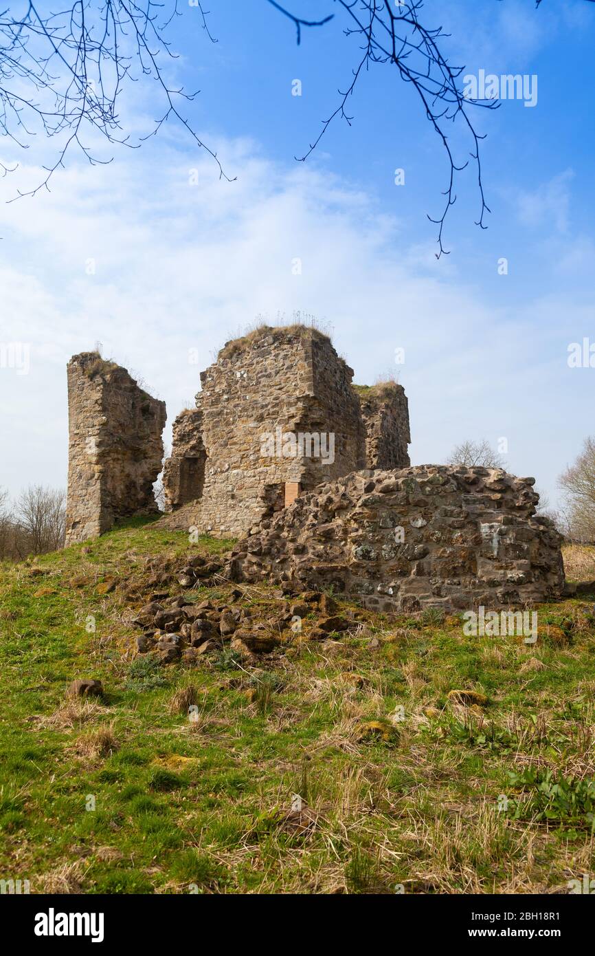 Ruins of Lochore Castle in Lochore Country Park near Ballingry, Fife