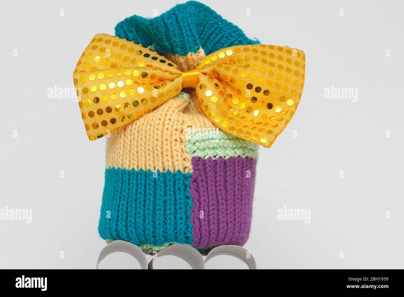 knitted toilet paper hat, Germany Stock Photo