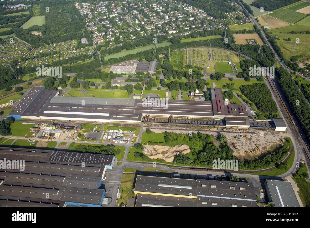 , Technical equipment and production facilities of the steelworks Thyssen Krupp Steel at Mannesmannstrasse in Duisburg, 09.06.2016, aerial view, Germany, North Rhine-Westphalia, Ruhr Area, Duisburg Stock Photo