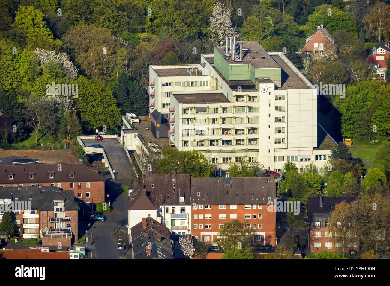 Malteser Krankenhaus St. Josef in Hamm-Bockum-Hoevel, 21.04.2016, aerial view, Germany, North Rhine-Westphalia, Ruhr Area, Hamm Stock Photo