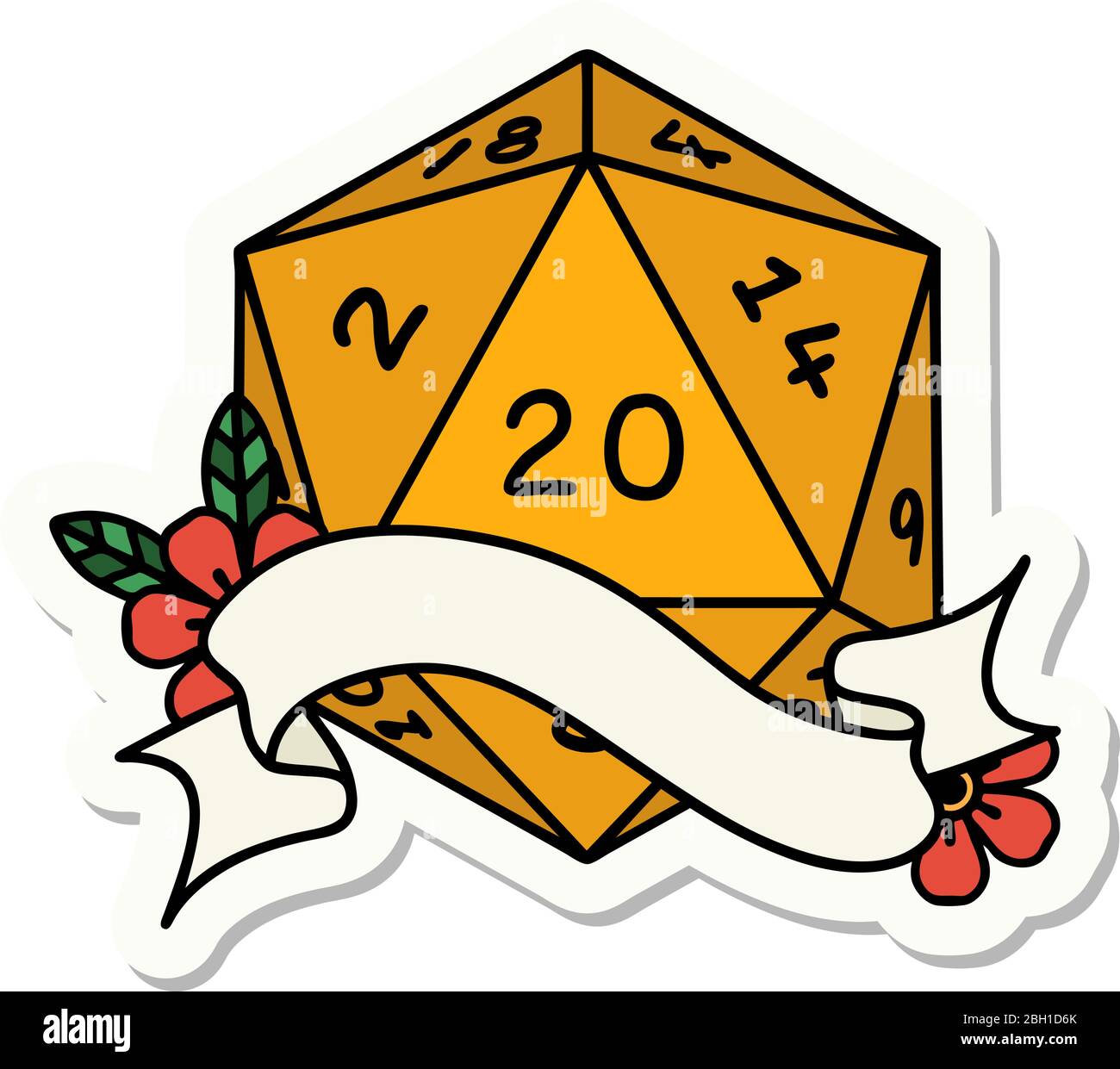 Twenty D sticker of a natural twenty D20 dice roll Stock Vector Image & Art - Alamy