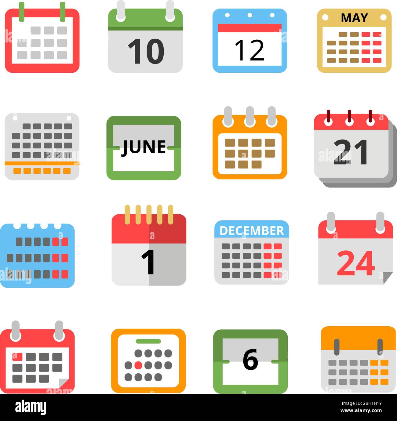 Set Of Different Calendars In Flat Style Vector Pictures Set Of