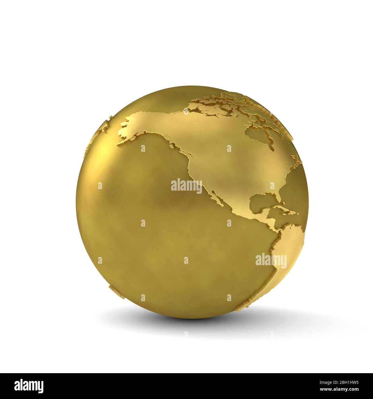 Gold globe showing west coast of america. 3d render Stock Photo